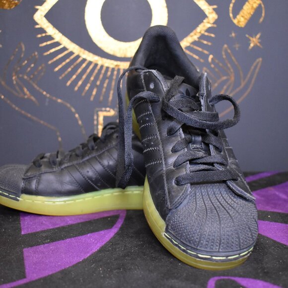 Adidas Black Electric Green Superstar CLR Basketball Shell Toe Shoes size 7 - Picture 6 of 7
